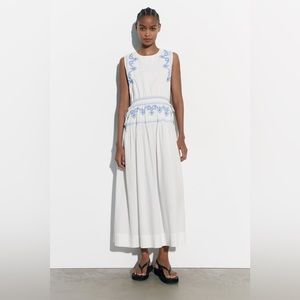 Zara embroidered midi dress. NWT NIB. SMALL